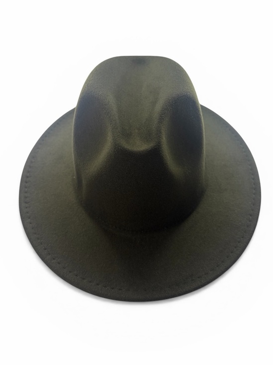 Accessories - Dark Olive Wide-Brimmed Felt Fedora,  Mountain,  Stage Big Brim , Panama hat
